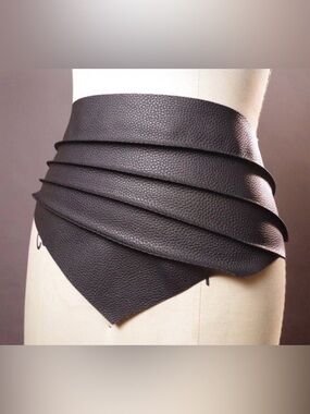 Vegan Leather Black Obi Belt